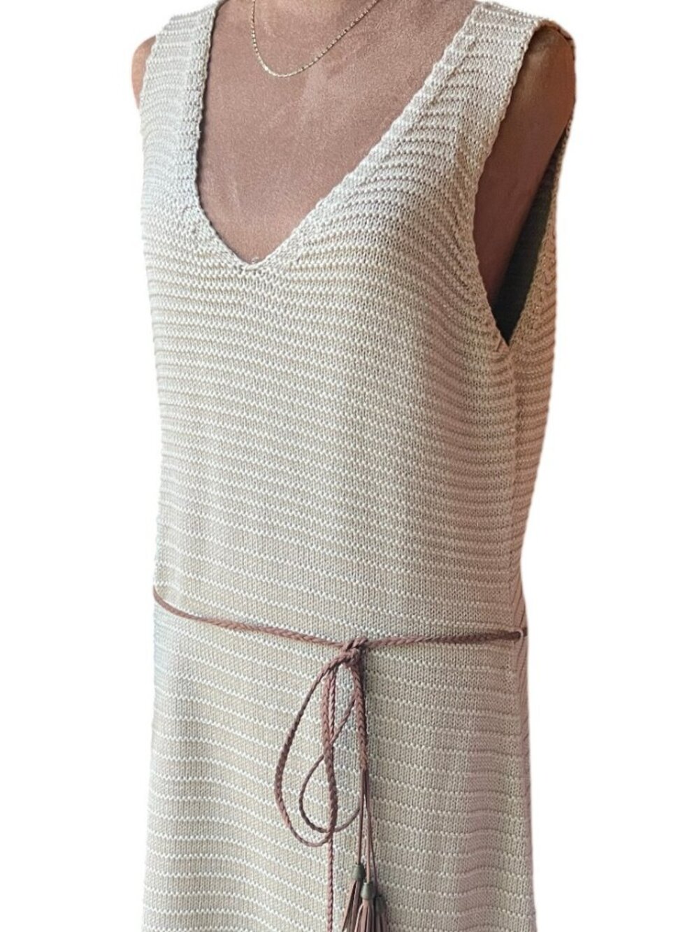 Soft Surroundings Shimmer Lucera Crochet Belted Dress – L